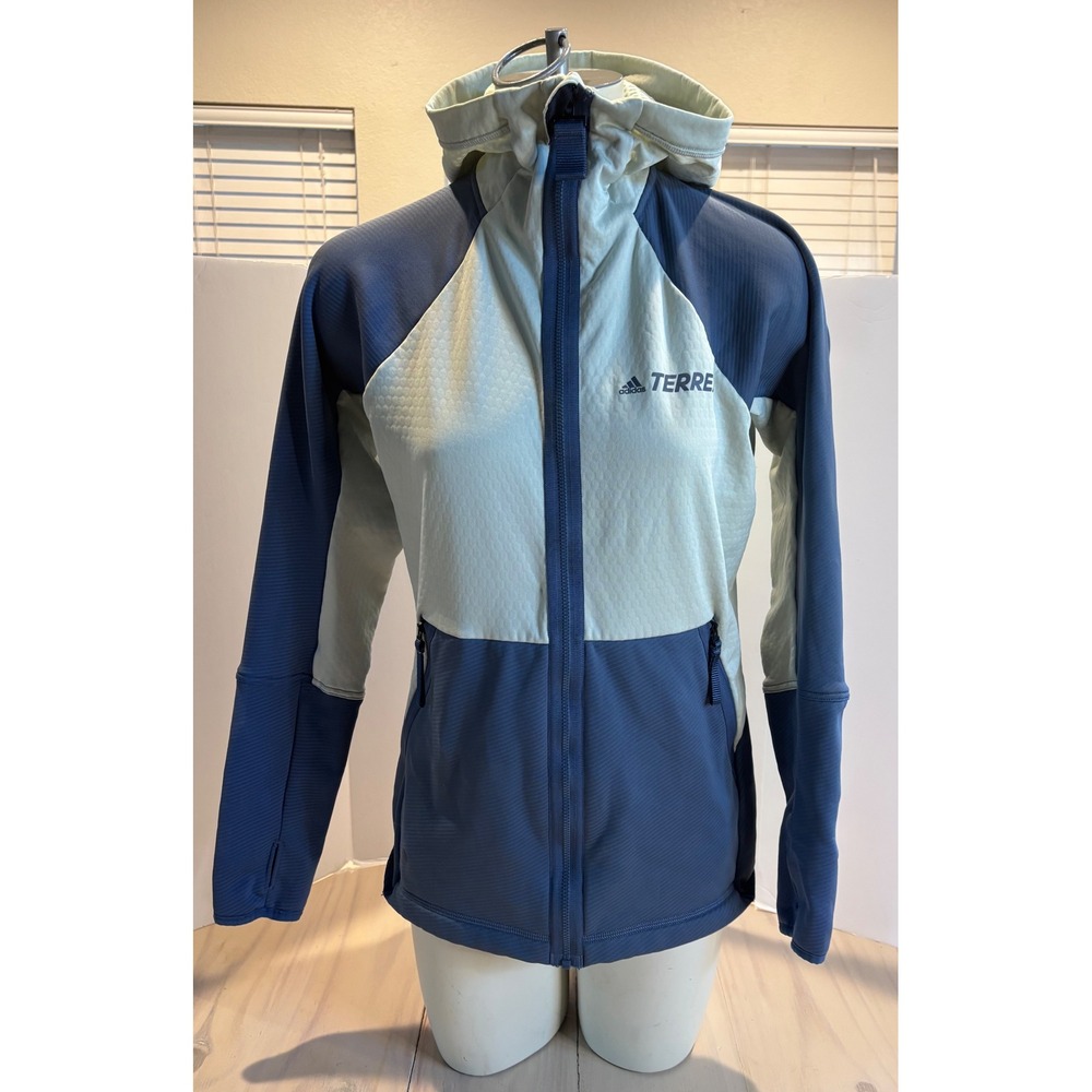 Adidas Terrex Tech Flooce Light Hooded Jacket‎ Womens Medium Mint Blue HH9269